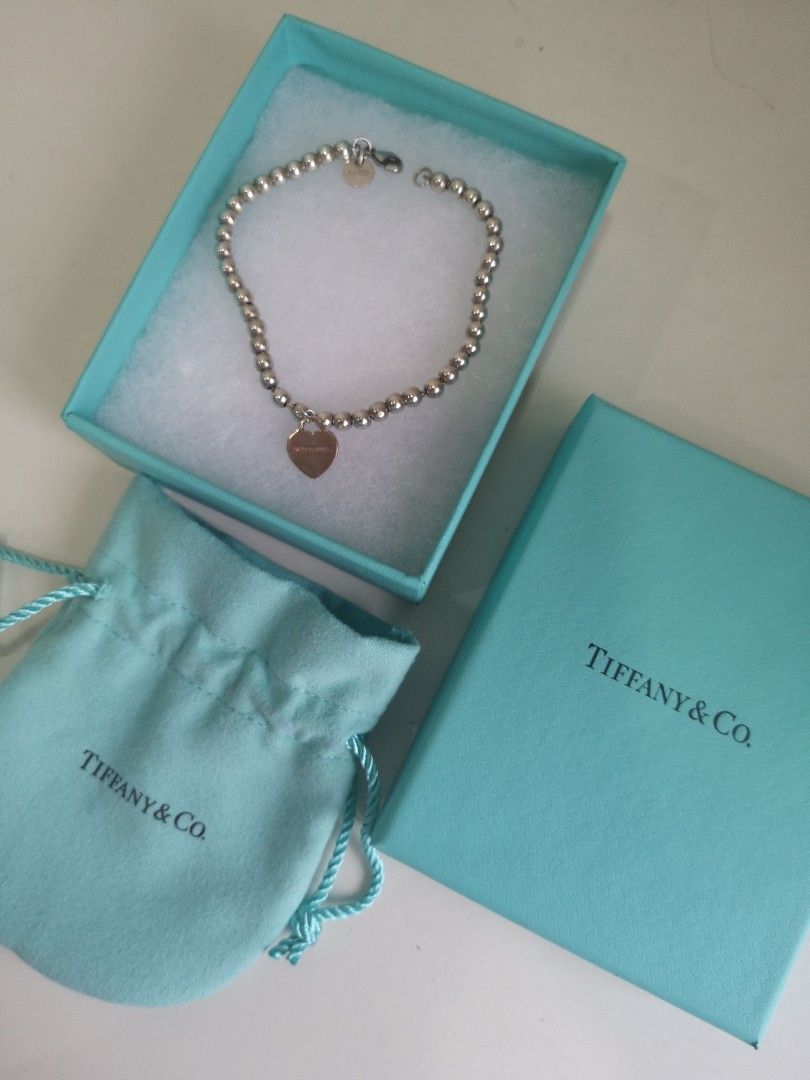 Tiffany bead bracelet with cheap heart charm