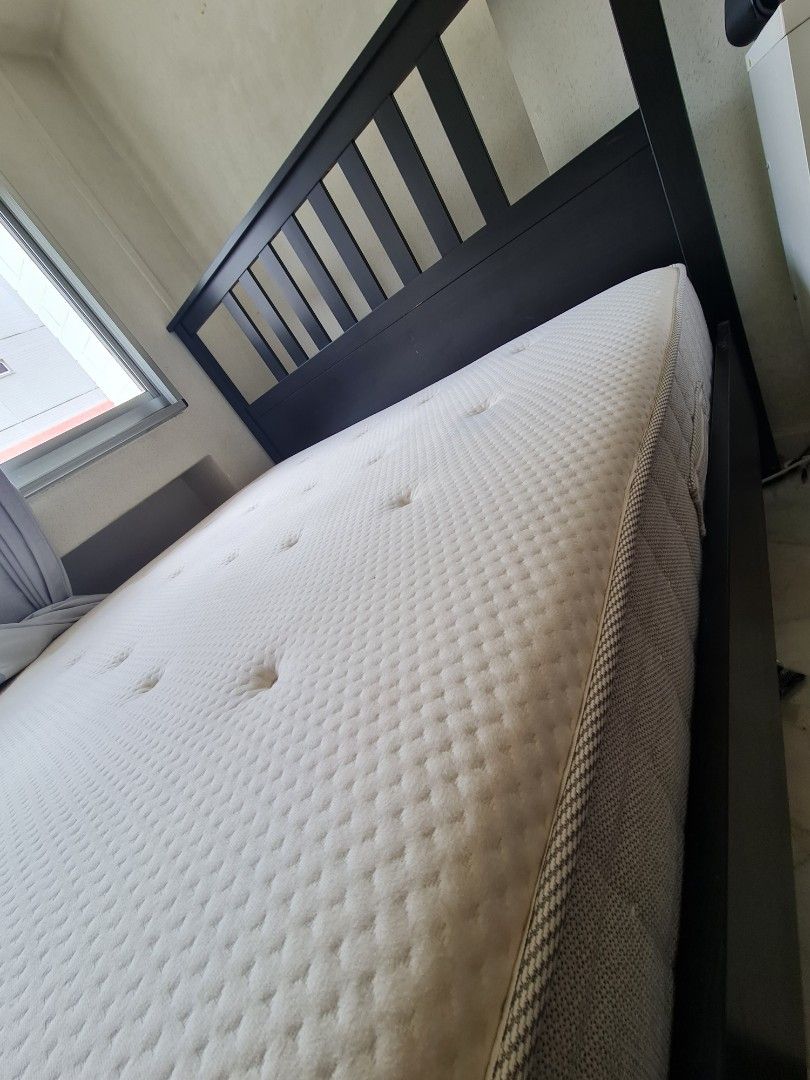 Used Ikea queen size bed frame and mattress, Furniture & Home Living