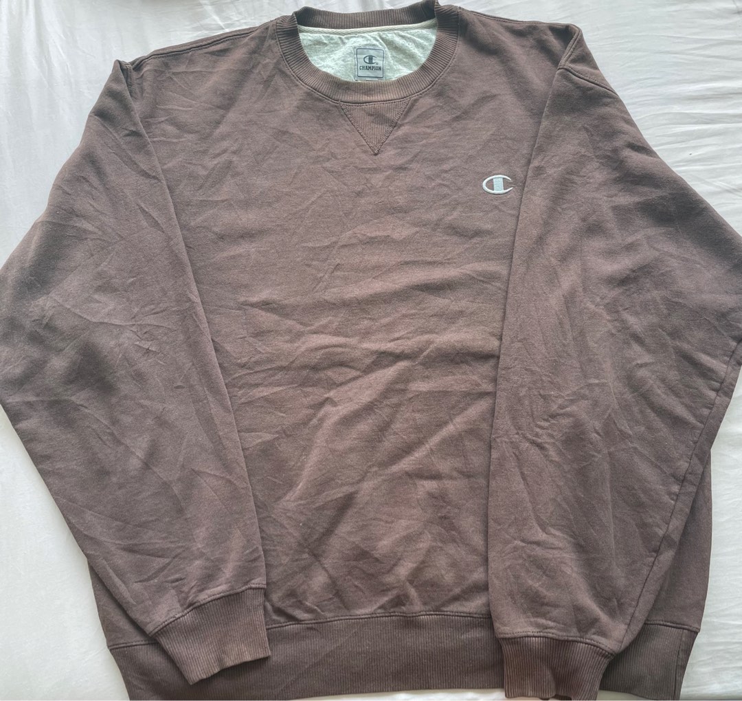 Vintage Brown Champion Sweatshirt, Men's Fashion, Tops u0026 Sets, Hoodies on  Carousell