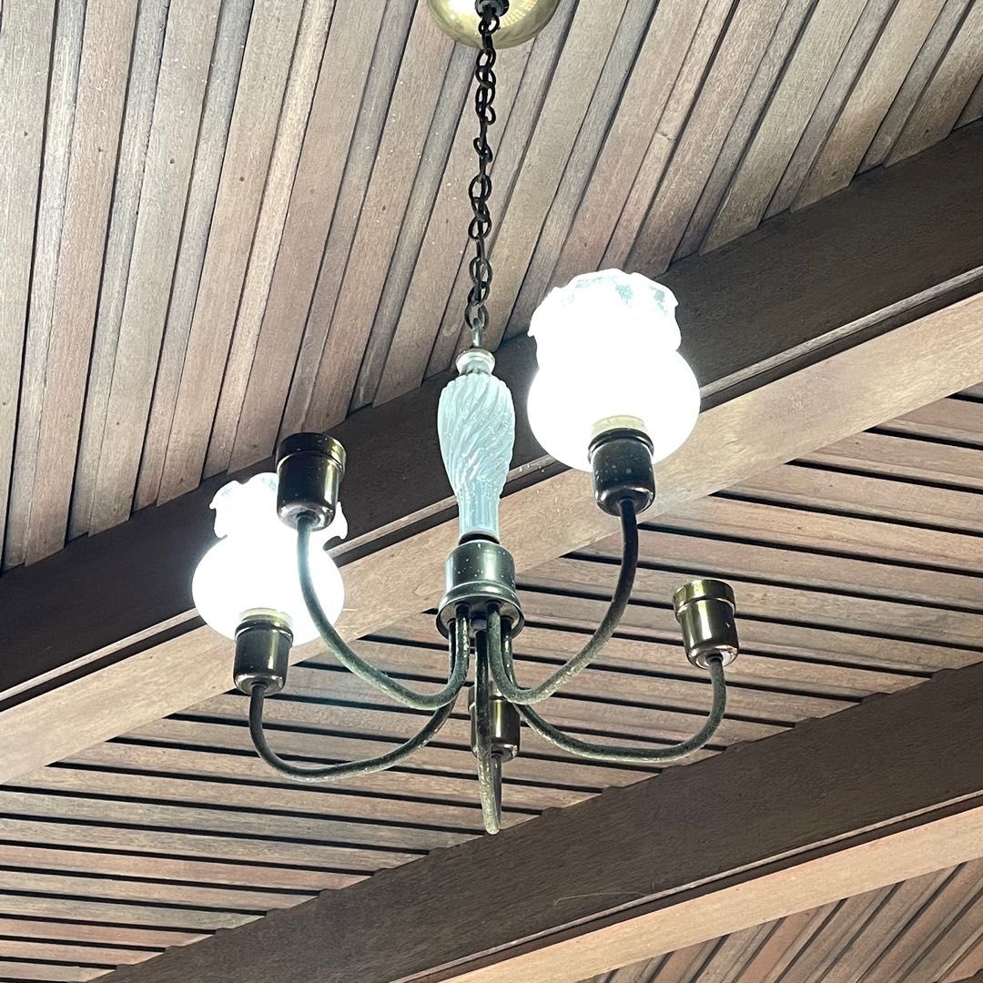 Vintage chandelier (Category: Lighting) located in San Pedro. Submitted by preloved_momma_buys (Listing ID 1217545013, Image 2). Description: Some glasses are missing. 3k for 2pcs. .