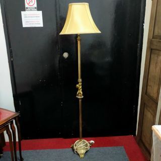 Vintage Footed Brass Floor Lamp with Shade
