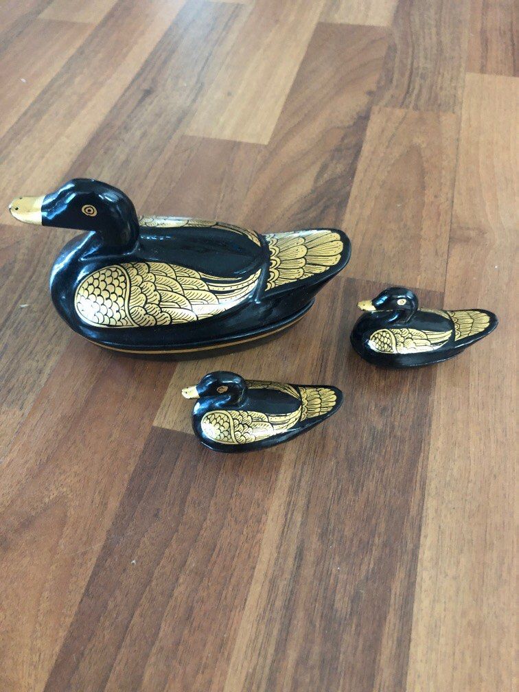 Set of 3 Vintage Mandarin Duck Containers, Furniture & Home Living