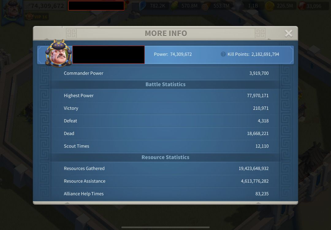 VIP16 ` Imperium KD ` Many gold chests daily ` Rise of kingdoms (ROK