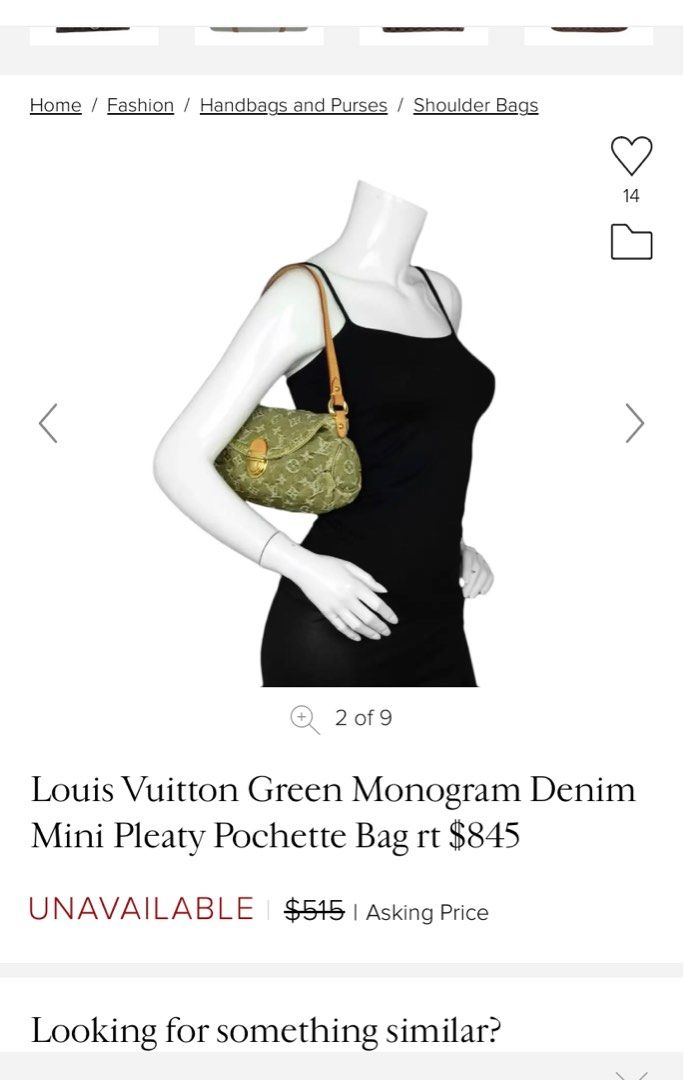 Louis Vuitton Green Monogram Denim Mini Pleaty