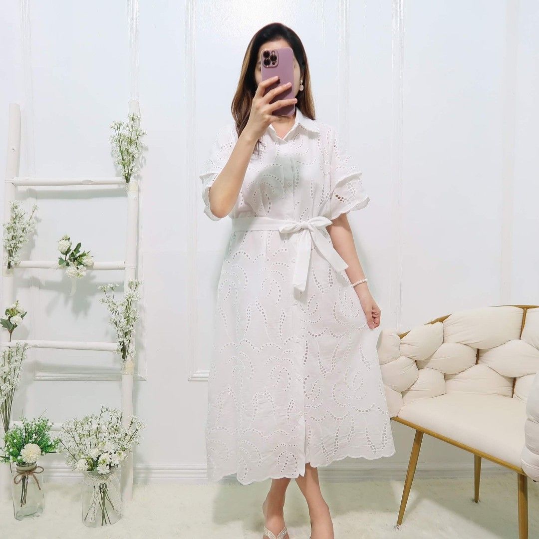 Simple white casual dress sales