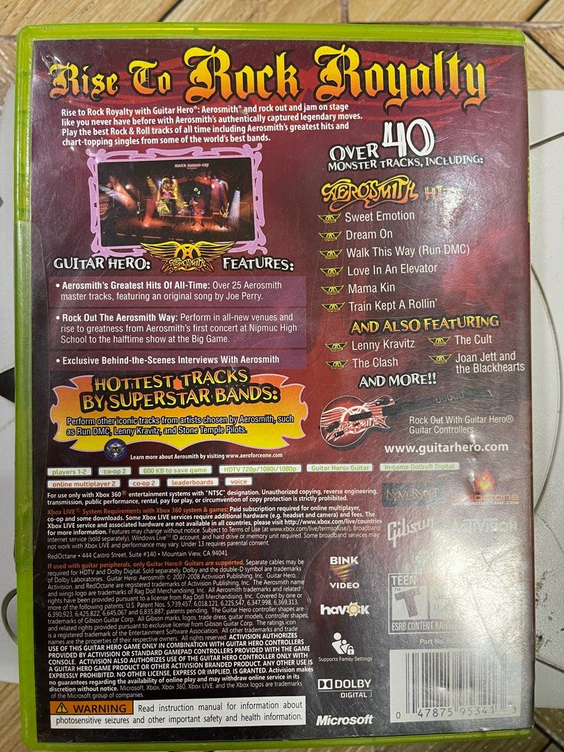 XBOX 360 Live Guitar Hero Aerosmith (Category: Xbox) located in Taguig. Submitted by johnhb (Listing ID 1217468424, Image 2). Description: MOP: GCash MOD: Lalamove from BGC (No COD!).