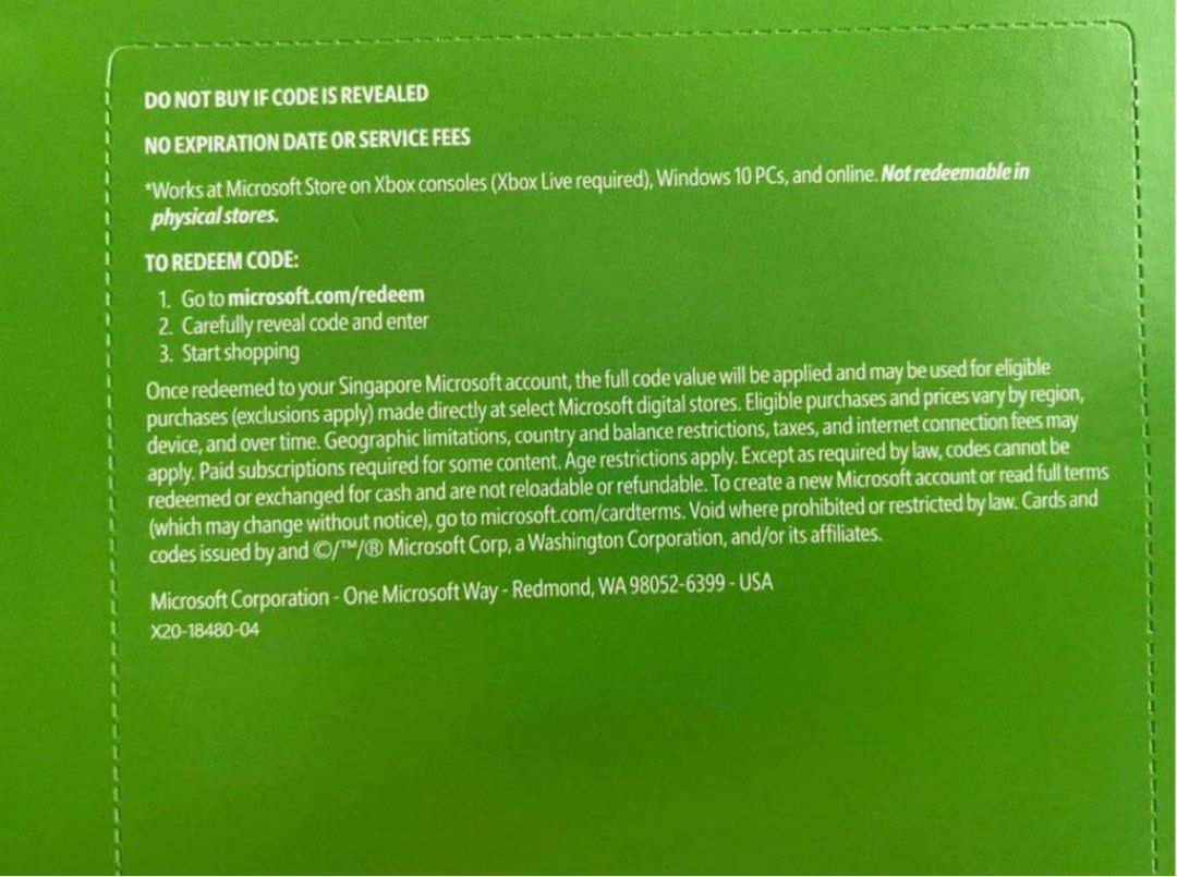 Xbox Gift Card Video Gaming Gaming Accessories Game Gift Cards