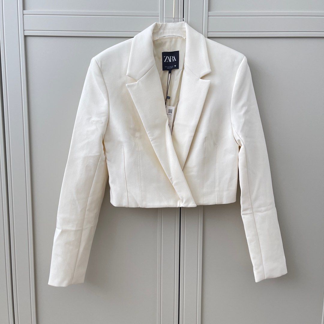 Zara White Blazer Coat Jacket