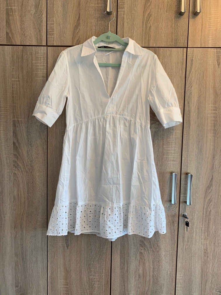 Zara white sales cotton dress