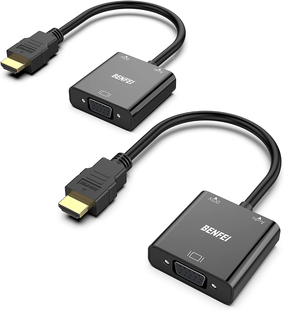 035) HDMI to VGA, 2 Pack, Benfei GoldPlated HDMI to VGA Adapter (Male