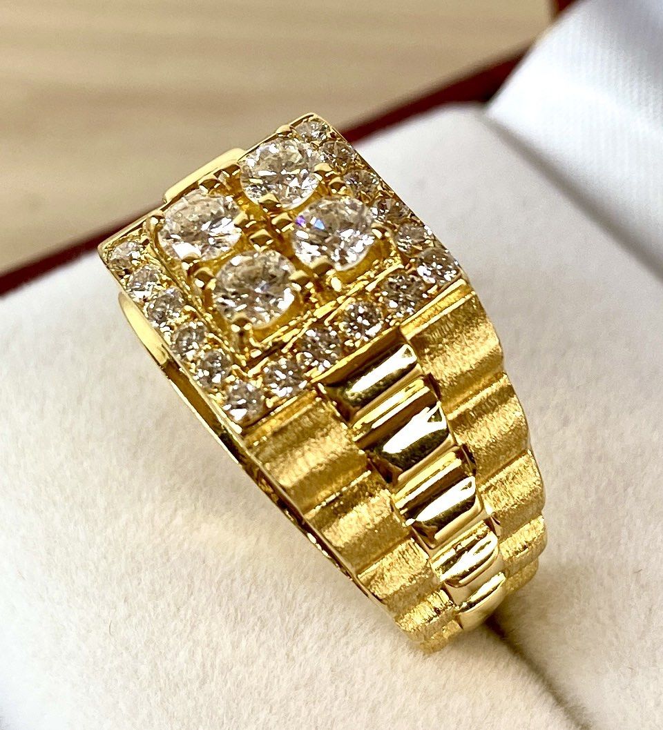 20K Yellow Gold Diamond Men Ring Men s Fashion Watches