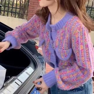 粉紅色甜美小香風毛衣