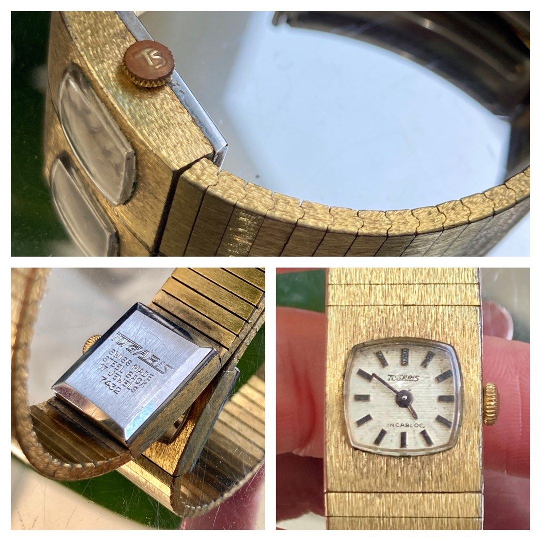TUGARIS 70s Vintage Gold Bracelet Dress Watch Carousell