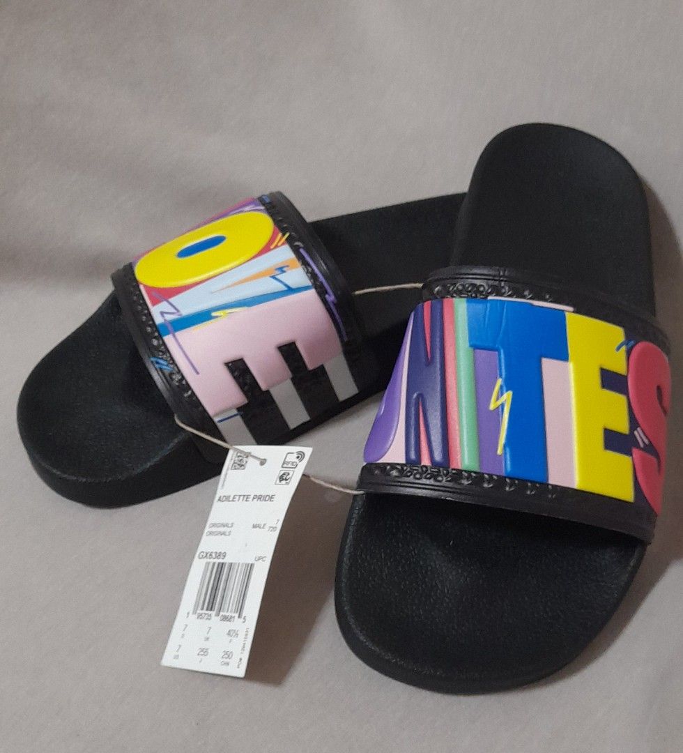 Adidas shop rainbow sliders