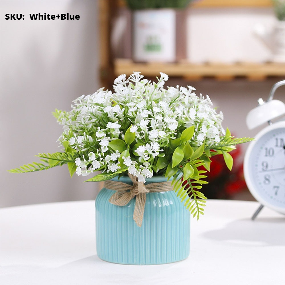 Artificial Flower with Pot Fake Flowers Plants with Vase Bouquet