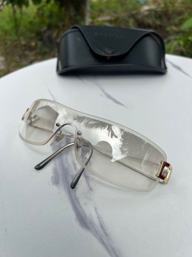 Authentic Bvlgari Shield Transparent Sunglasses Men s Fashion