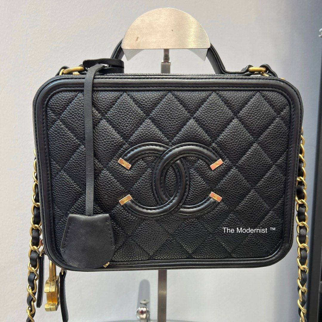 Chanel CC Filigree Vanity Case, Luxury, Bags & Wallets on Carousell