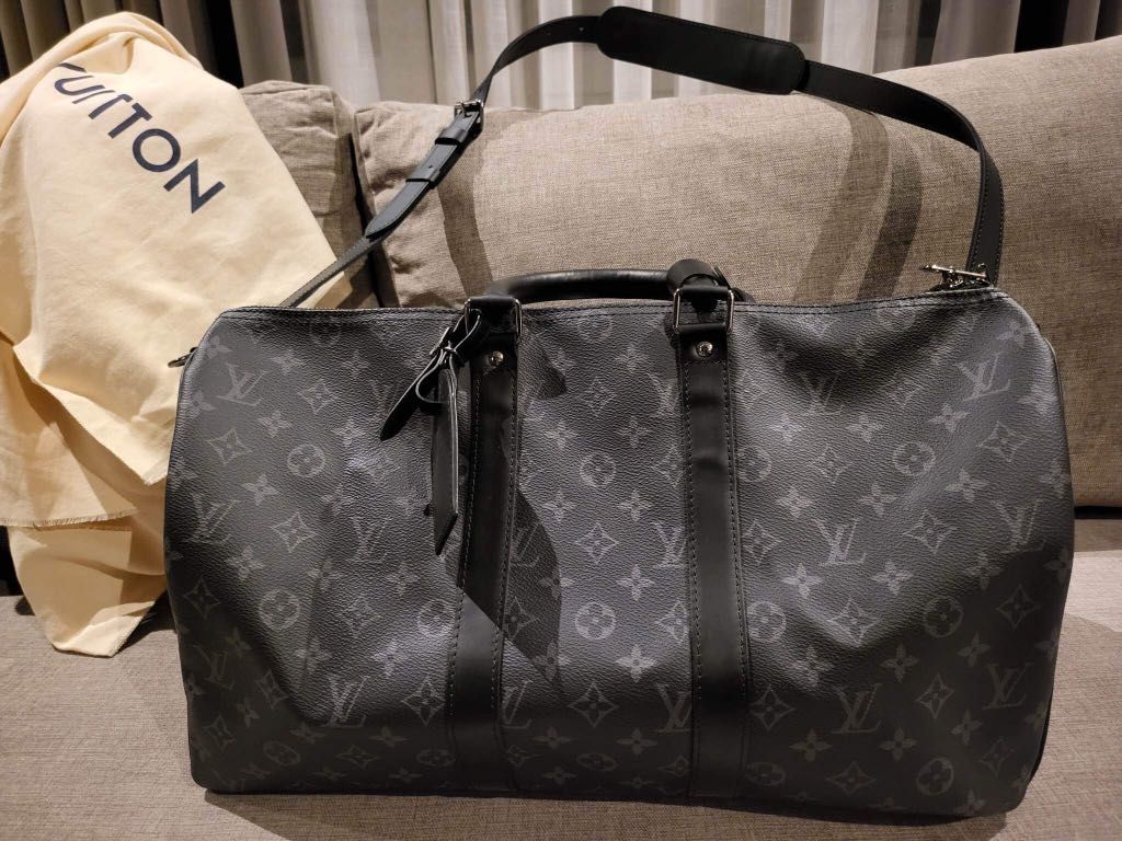 Louis Vuitton Keepall LED Monogram 50 Black in Leather with Black-tone,  Luxury, Bags & Wallets on Carousell