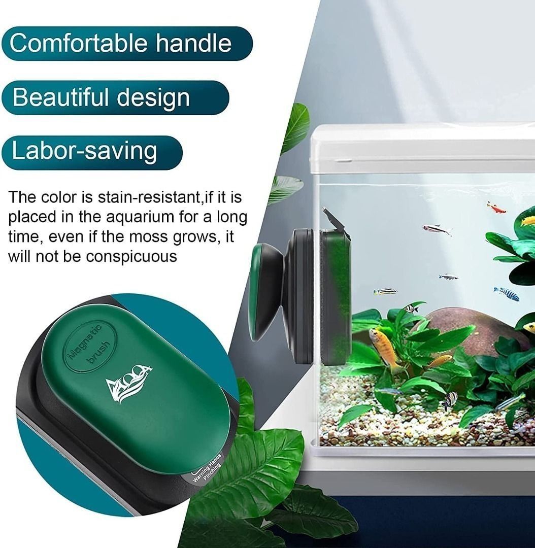 B2958] AQQA Magnetic Fish Tank Glass Cleaner Brush,Floating