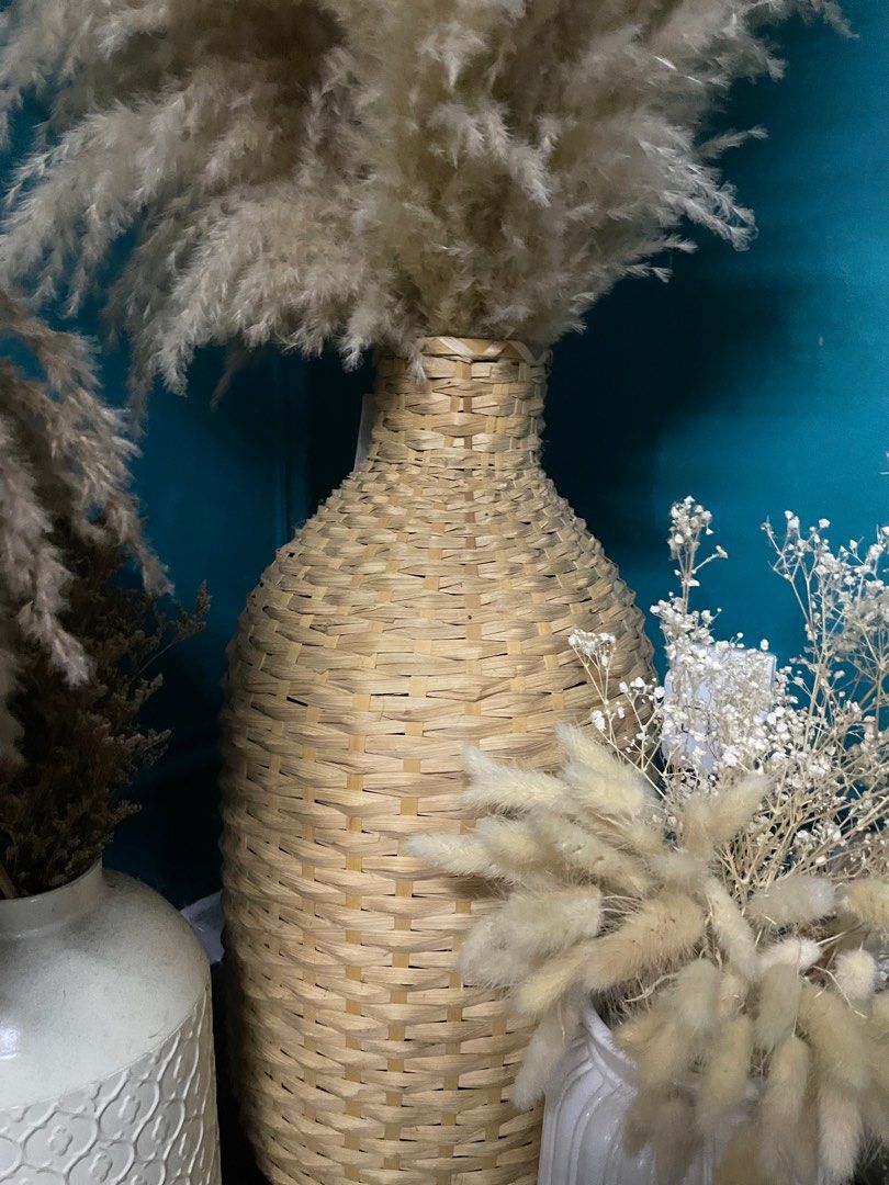 Bamboo vase ikea and dried flowers, Furniture & Home Living, Home Decor