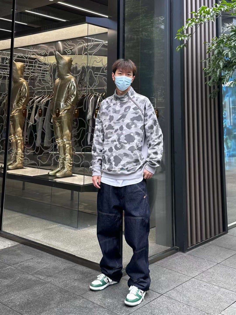 BAPE Honeycomb Camo Side Zip Crewneck Blue Men's - SS23 - US