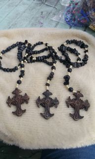 Blessed in Vatican Rome black ivory horn Rhino smooth finish tribal rosary