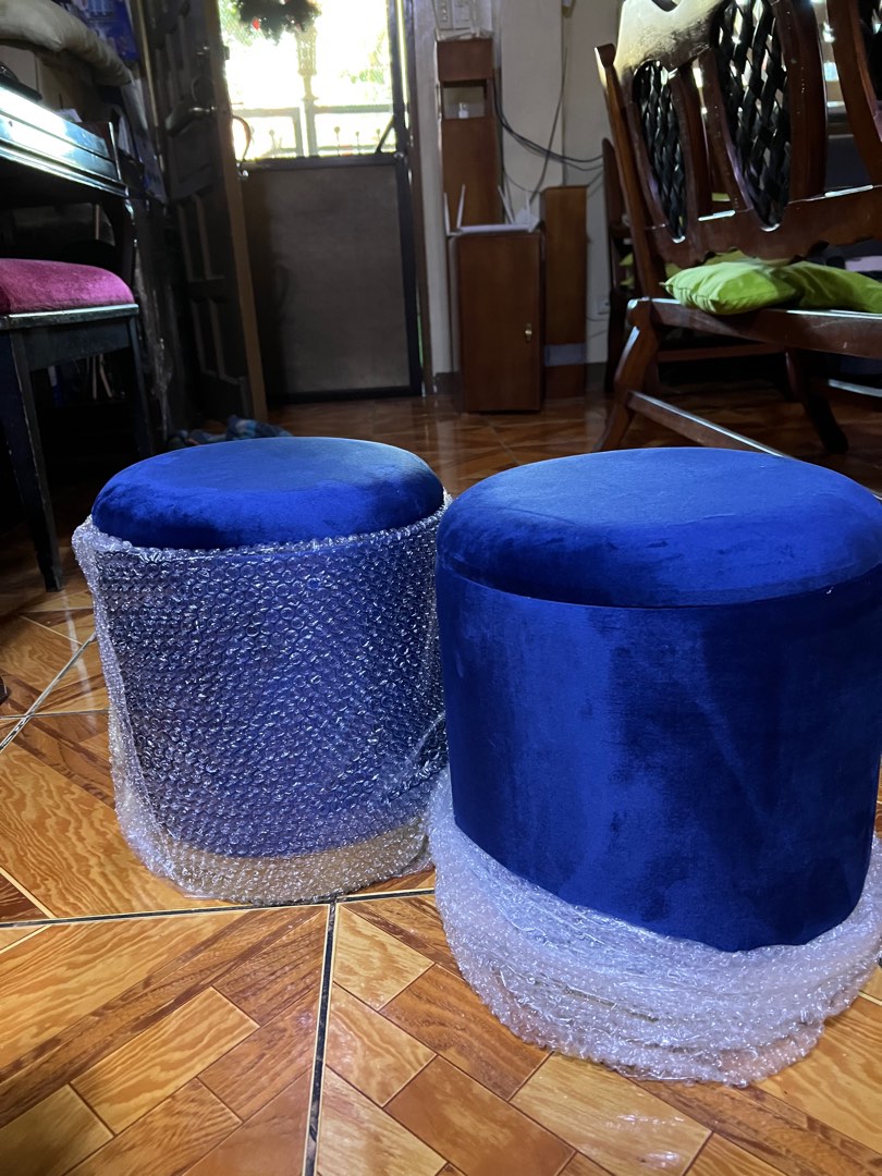 Rush! Blue ottoman, Furniture & Home Living, Furniture, Chairs on Carousell