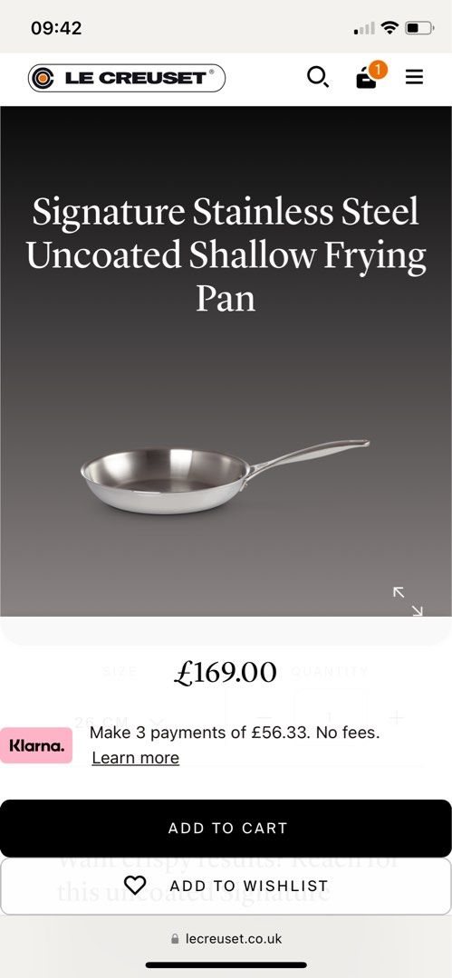 Le Creuset Signature Stainless Steel Uncoated Shallow Frying Pan