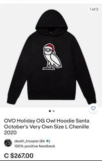 BRAND NEW WITH TAG OVO OG OWL HOODIE SANTA SIZE XTRA LARGE  $180