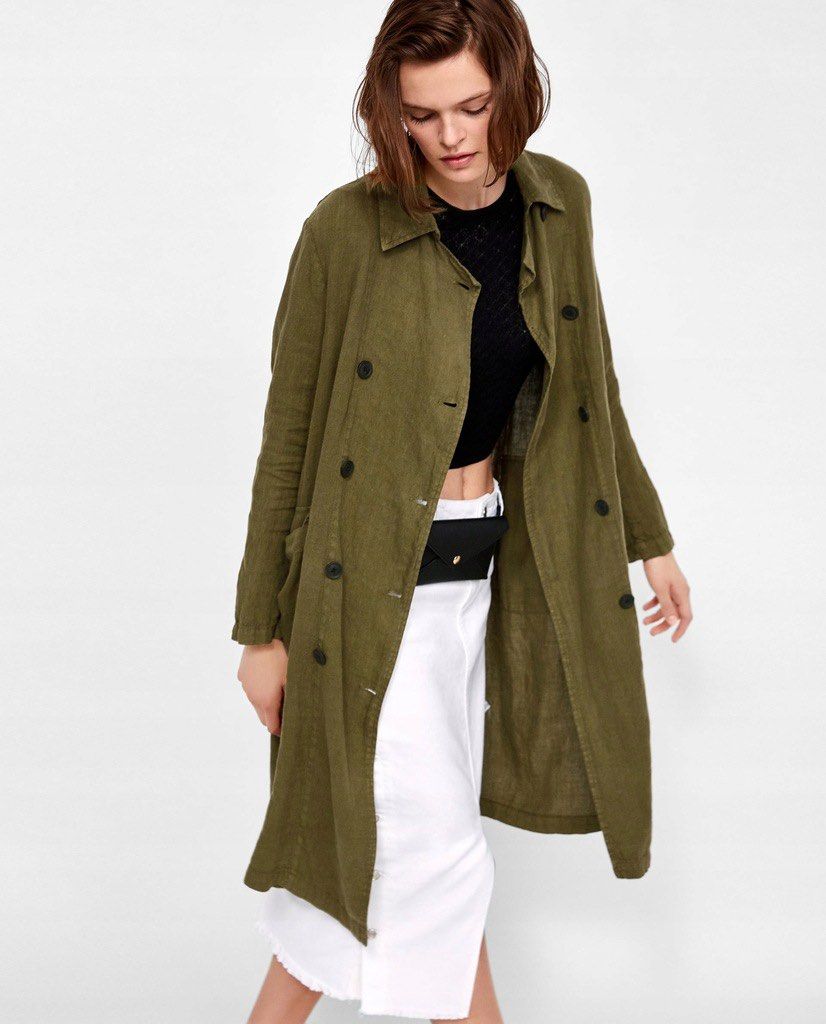 Zara linen trench coat on sale