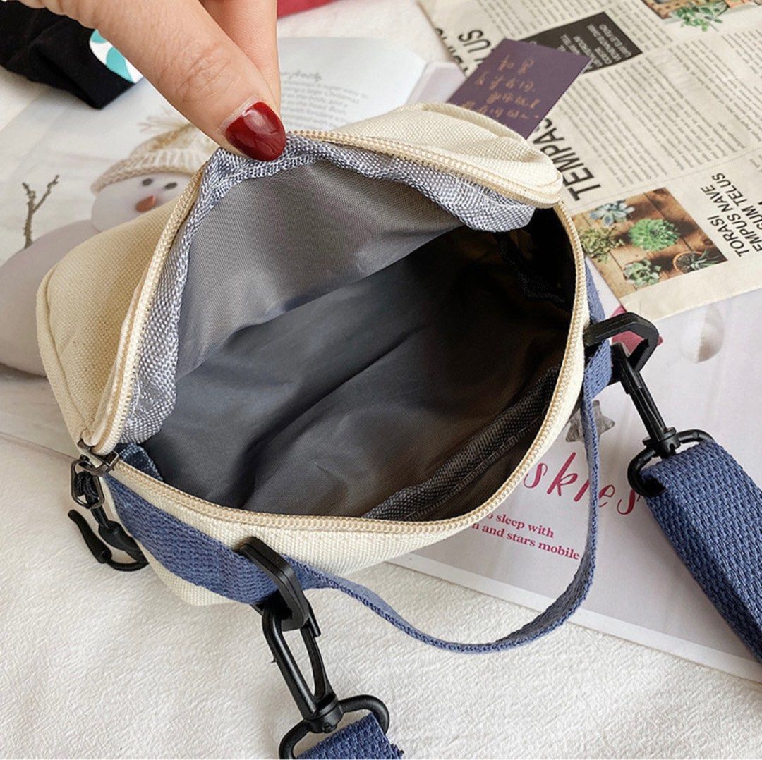 Canvas mini cute Sling Bag adjustable strap bubble tea crossbody bag summer holiday beach