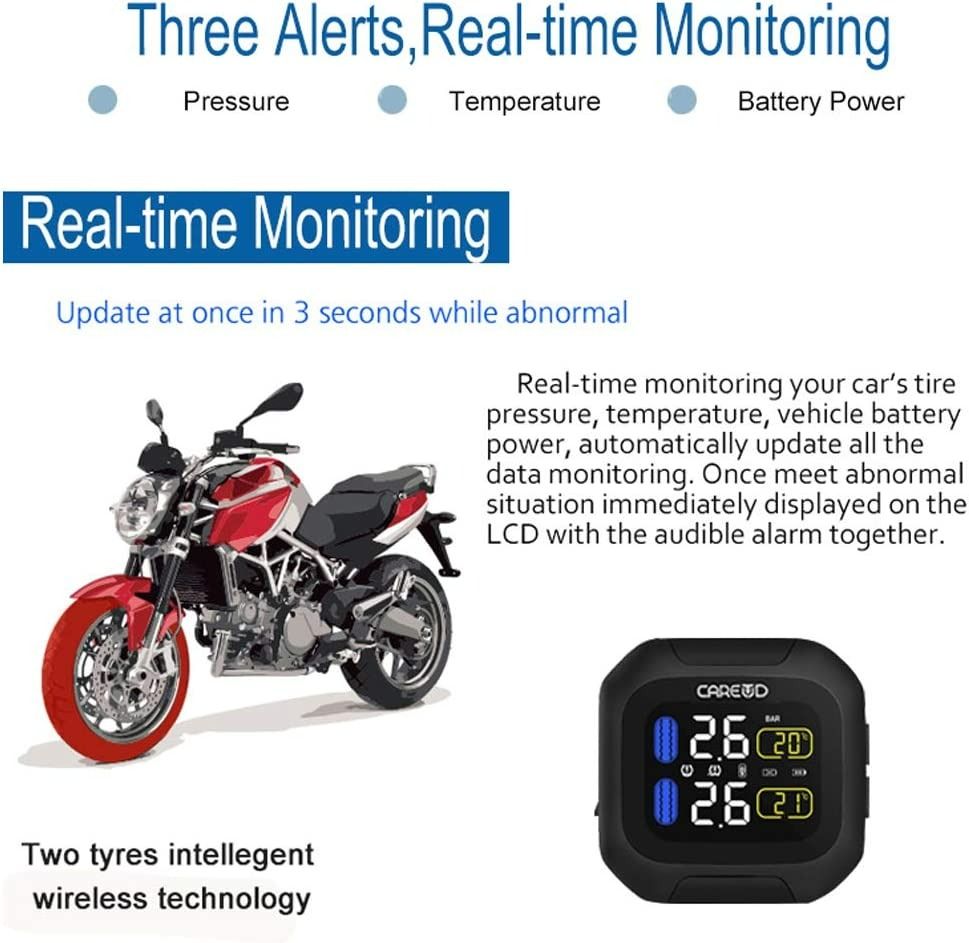 CAREUD M3WF Waterproof Motorcycle TPMS DIY Tire Pressure Monitoring ...