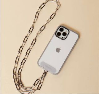Casetify Metal Chain Phone Strap with Card - Silver