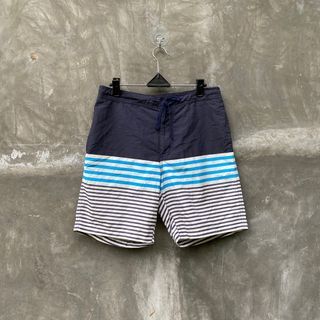 Celana pendek relax pant uniqlo stripe 3 tone original second preloved