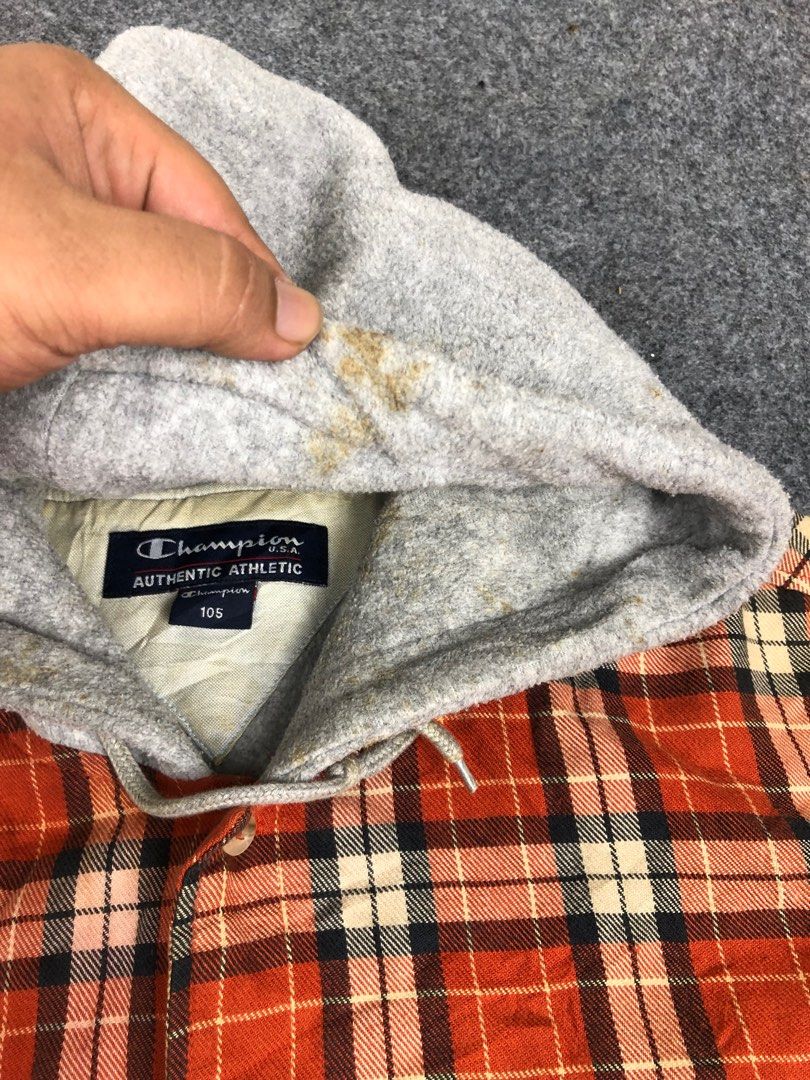Champion Hoodie Plaid Button up Men s Fashion Tops Sets