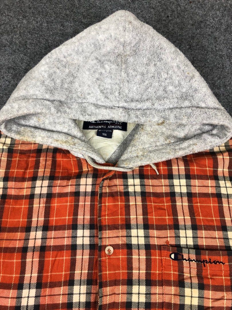 Champion Hoodie Plaid Button up Men s Fashion Tops Sets