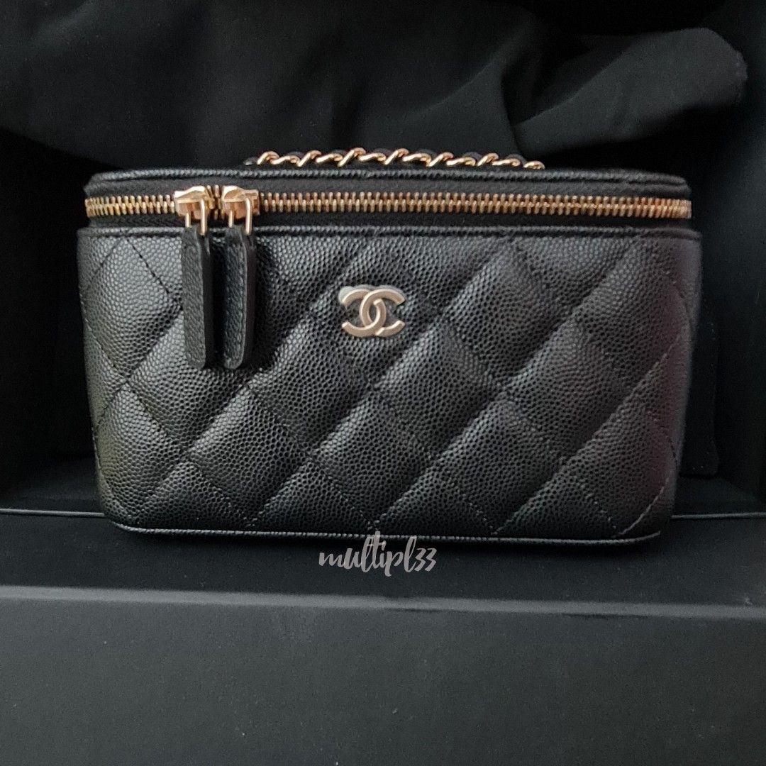 Chanel 22C Black Caviar Rectangular Vanity, Luxury, Bags & Wallets on  Carousell