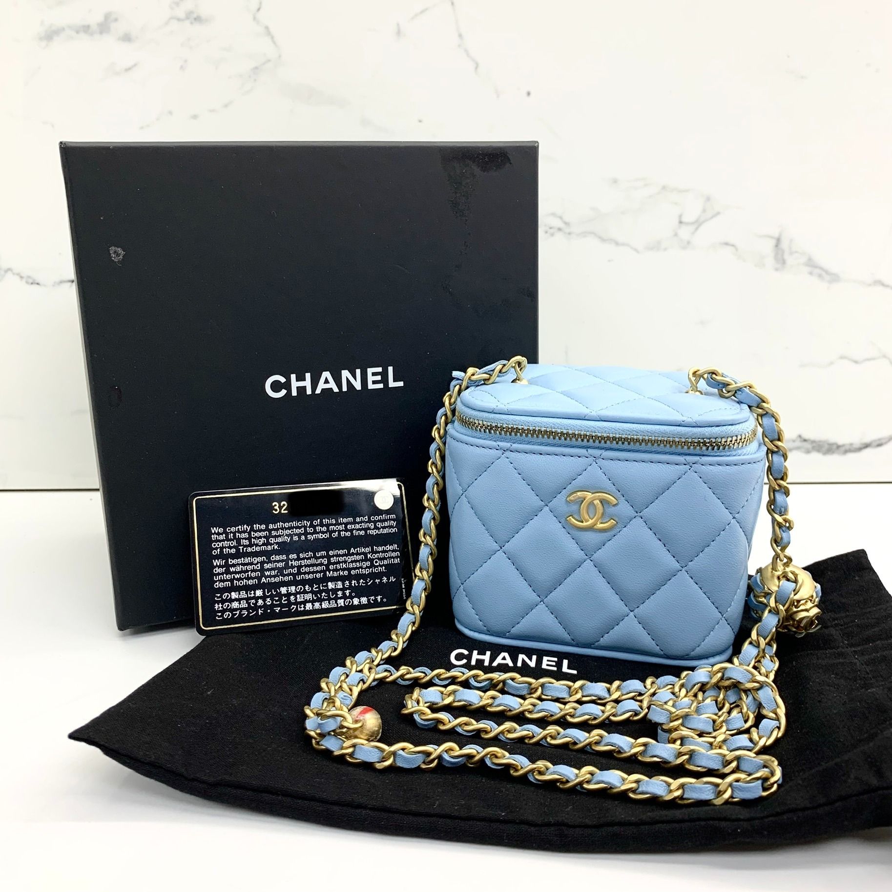CHANEL AP1447 BLUE VANITY BAG 227015678 EK, Luxury, Bags & Wallets on  Carousell