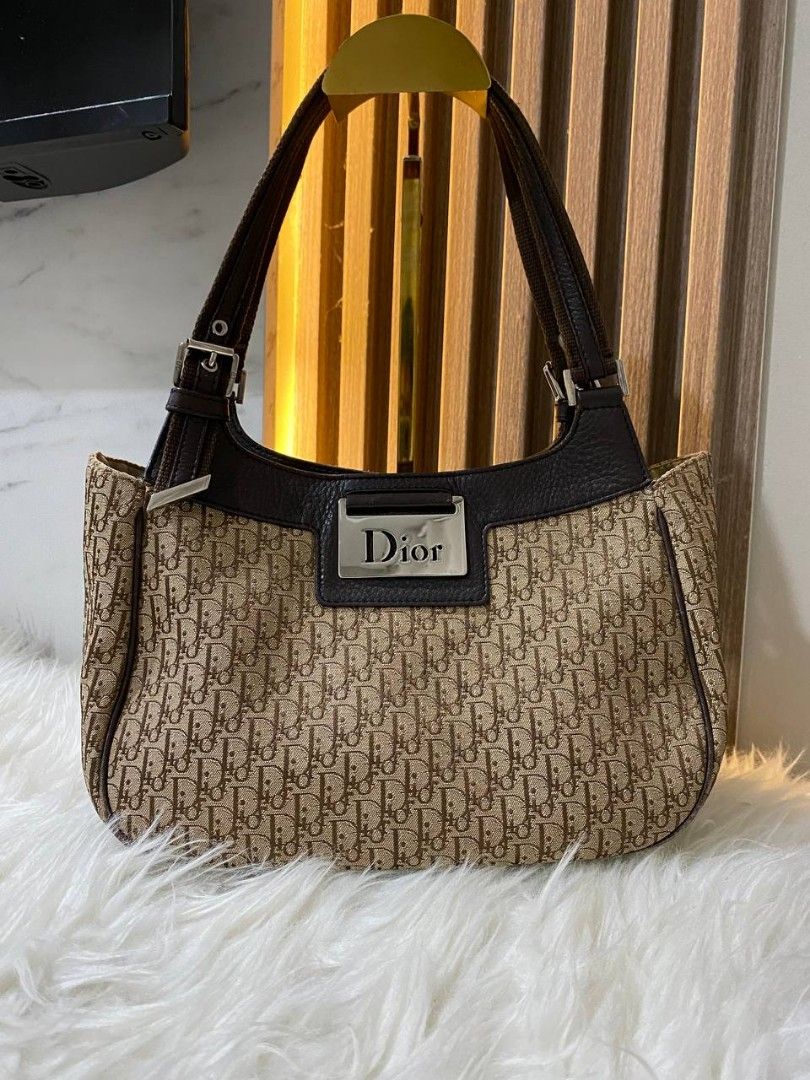 Christian Dior CHRISTIAN DIOR Trotter Pattern Shoulder Bag Canvas Leather  Brown Beige C2271  OTTO VINTAGE
