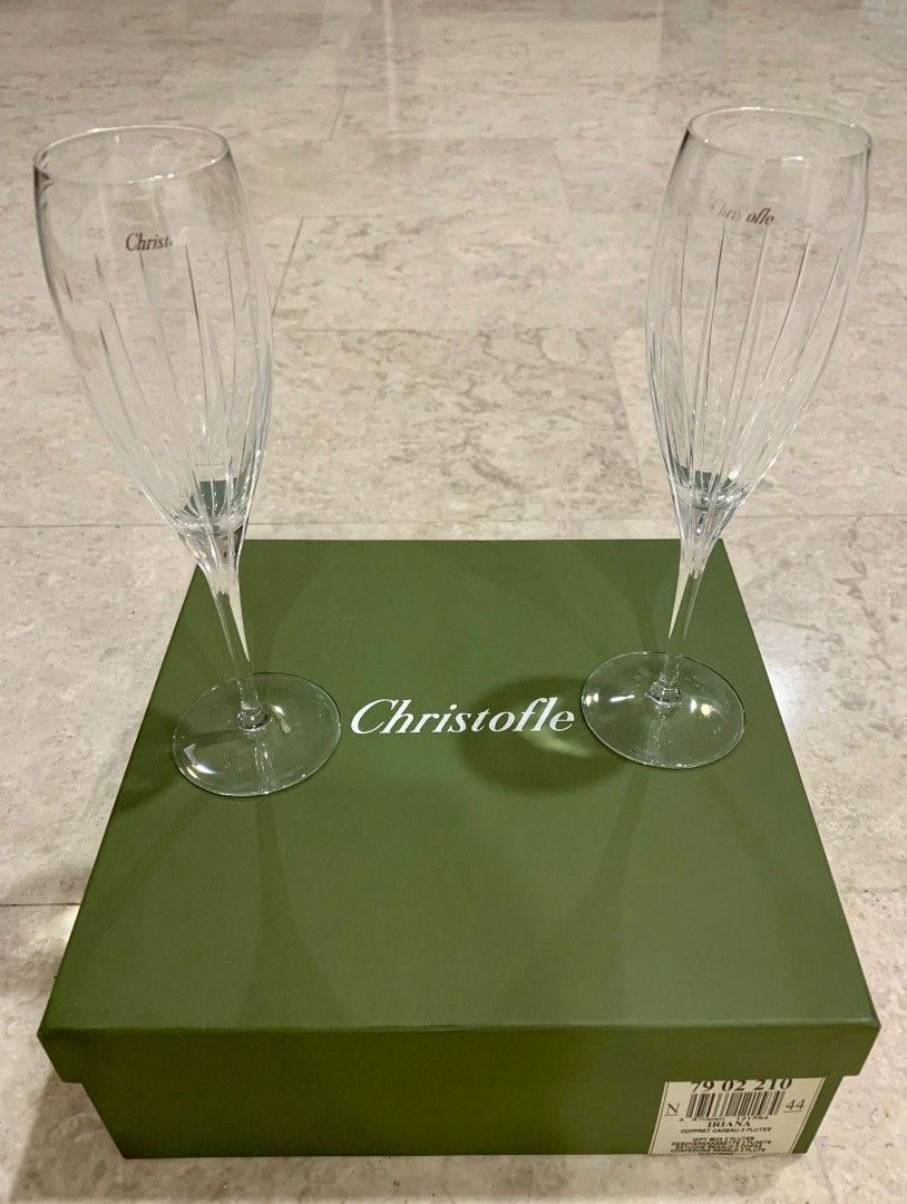 Christofle - Crystal Champagne Flutes - Set of 2 - Iriana