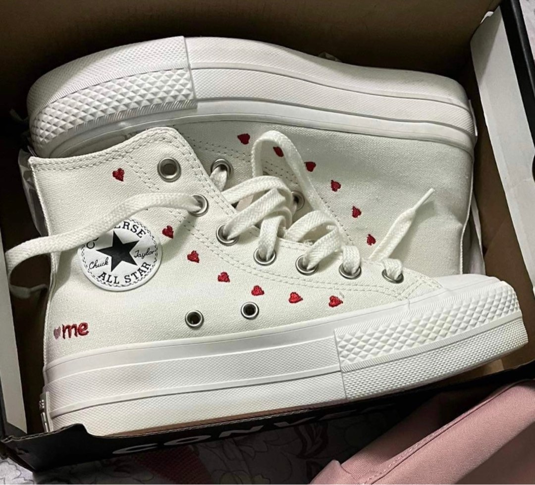 Converse Embroidered Hearts All Star Lift Platform on Carousell