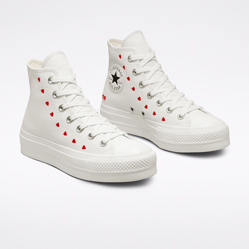 Converse Embroidered Hearts All Star Lift Platform Women s Fashion Footwear Sneakers on Carousell