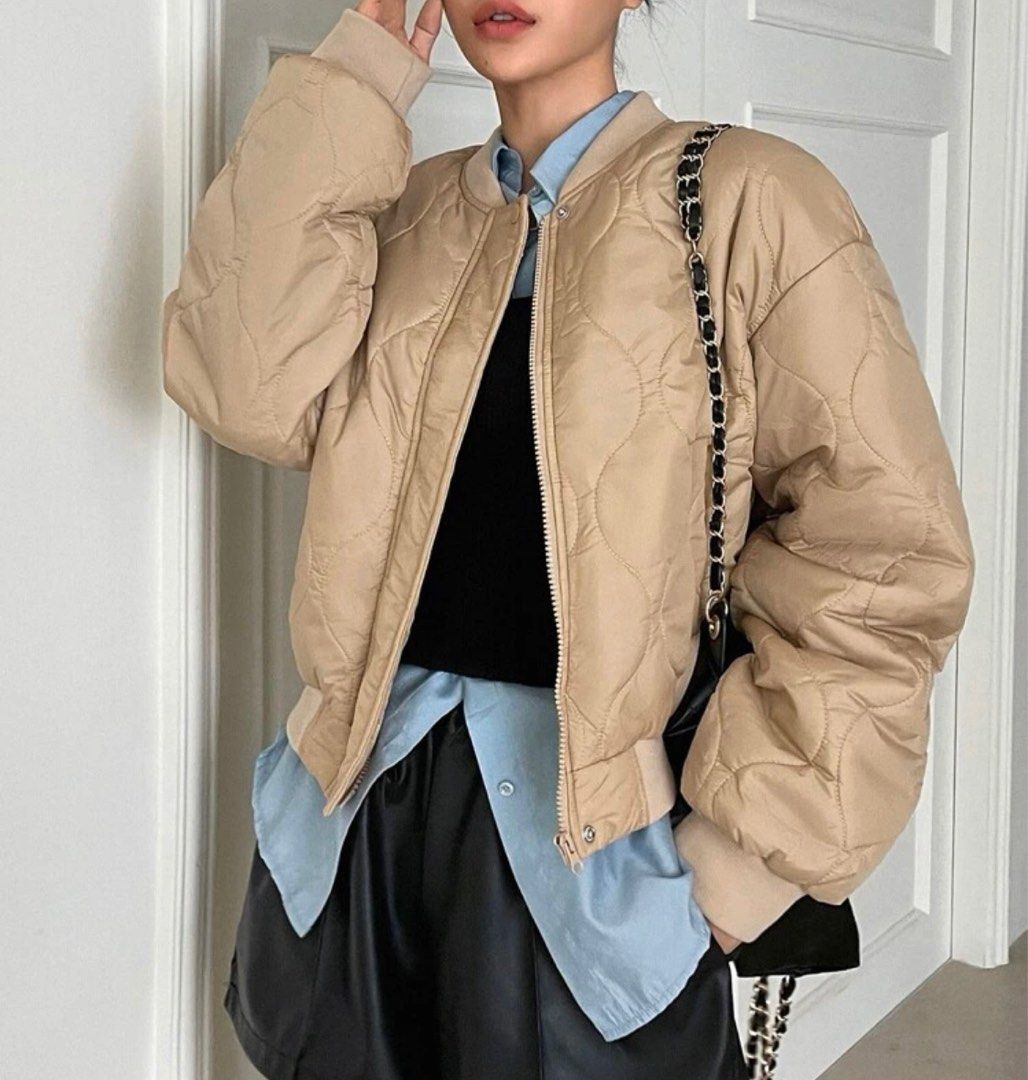 Quilted bomber jacket ladies store