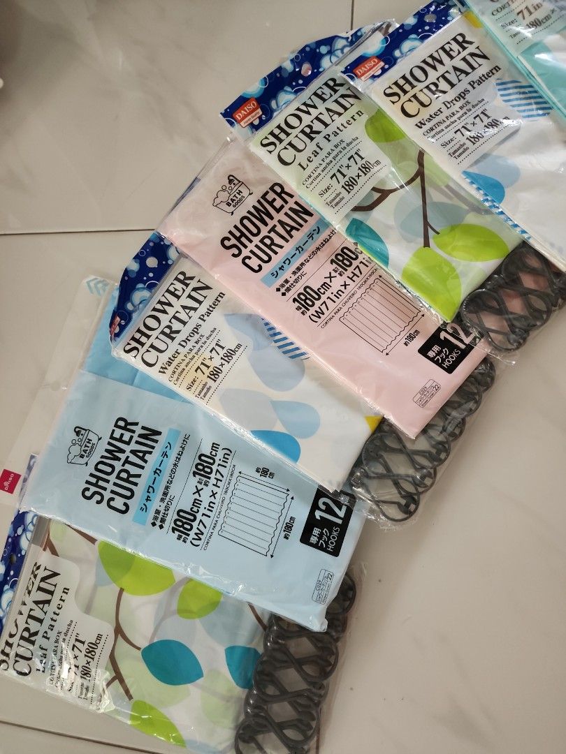 Daiso Shower Curtains, Furniture & Home Living, Home Improvement