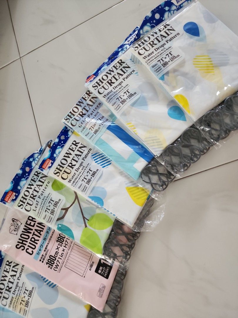 Daiso Shower Curtains, Furniture & Home Living, Home Improvement