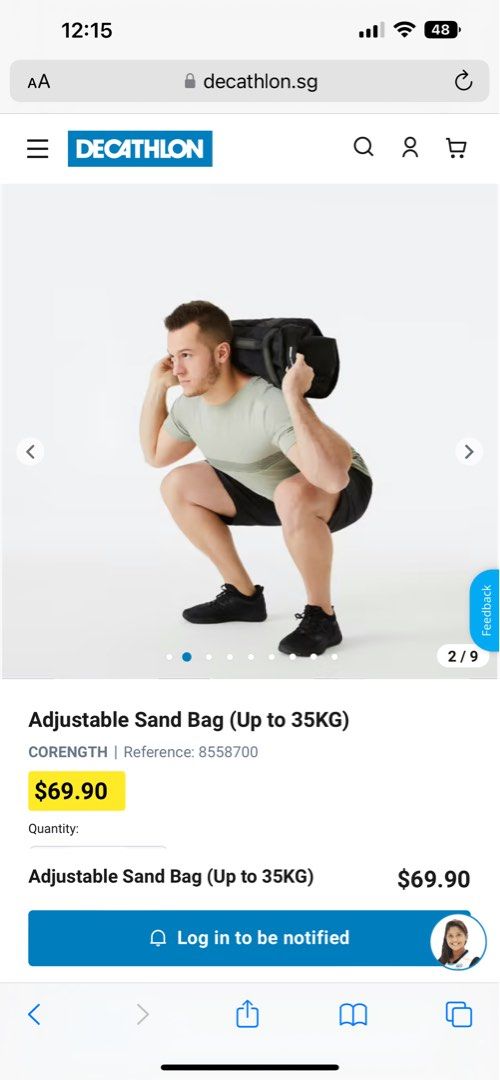 Decathlon sand bag 35 kg adjustable ( with sand), Sports Equipment