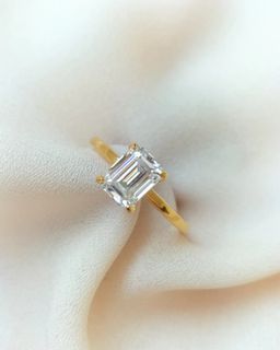 Emerald Moissanite Engagement Ring