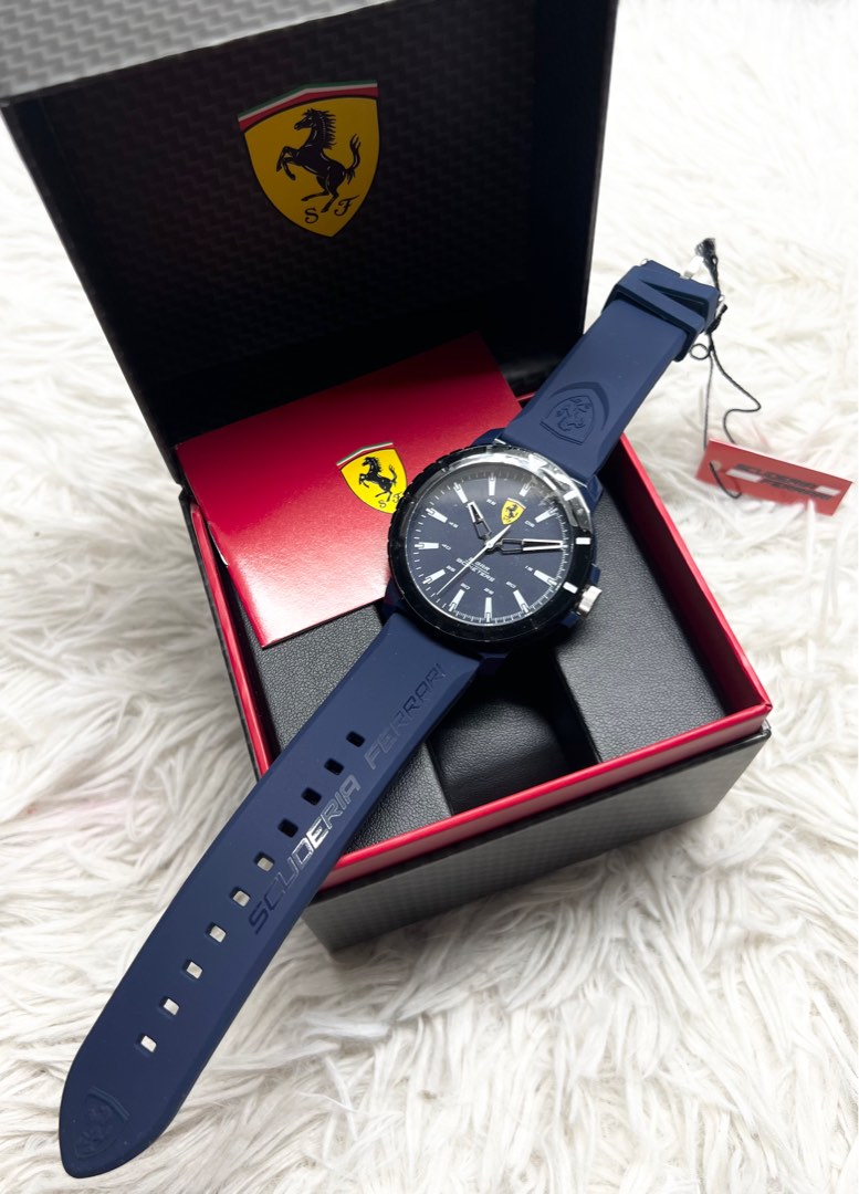 Ferrari Scuderia Men s Forza Evo Blue Dial Blue Rubber Strap Watch