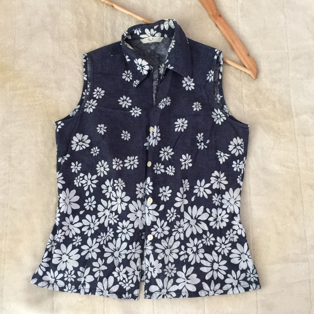 Art Floral Print Collared Top main image 0