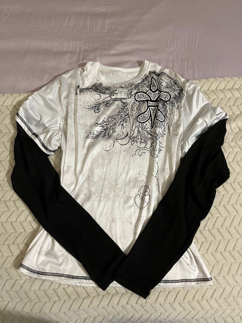 grunge y2k longsleeve 2 piece shirt, Women's Fashion, Tops, Shirts on  Carousell